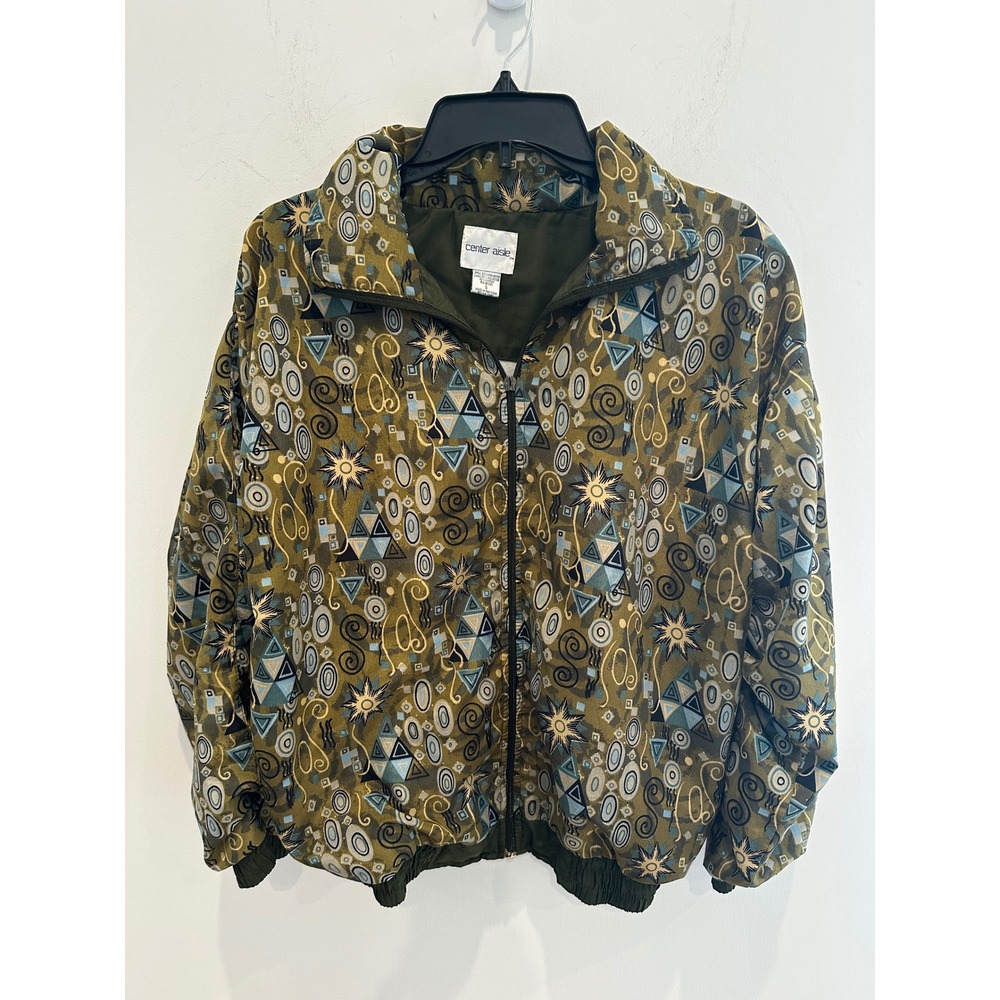 Center Aisle Vintag Geometric Celestial Print Windbreaker Jacket Small